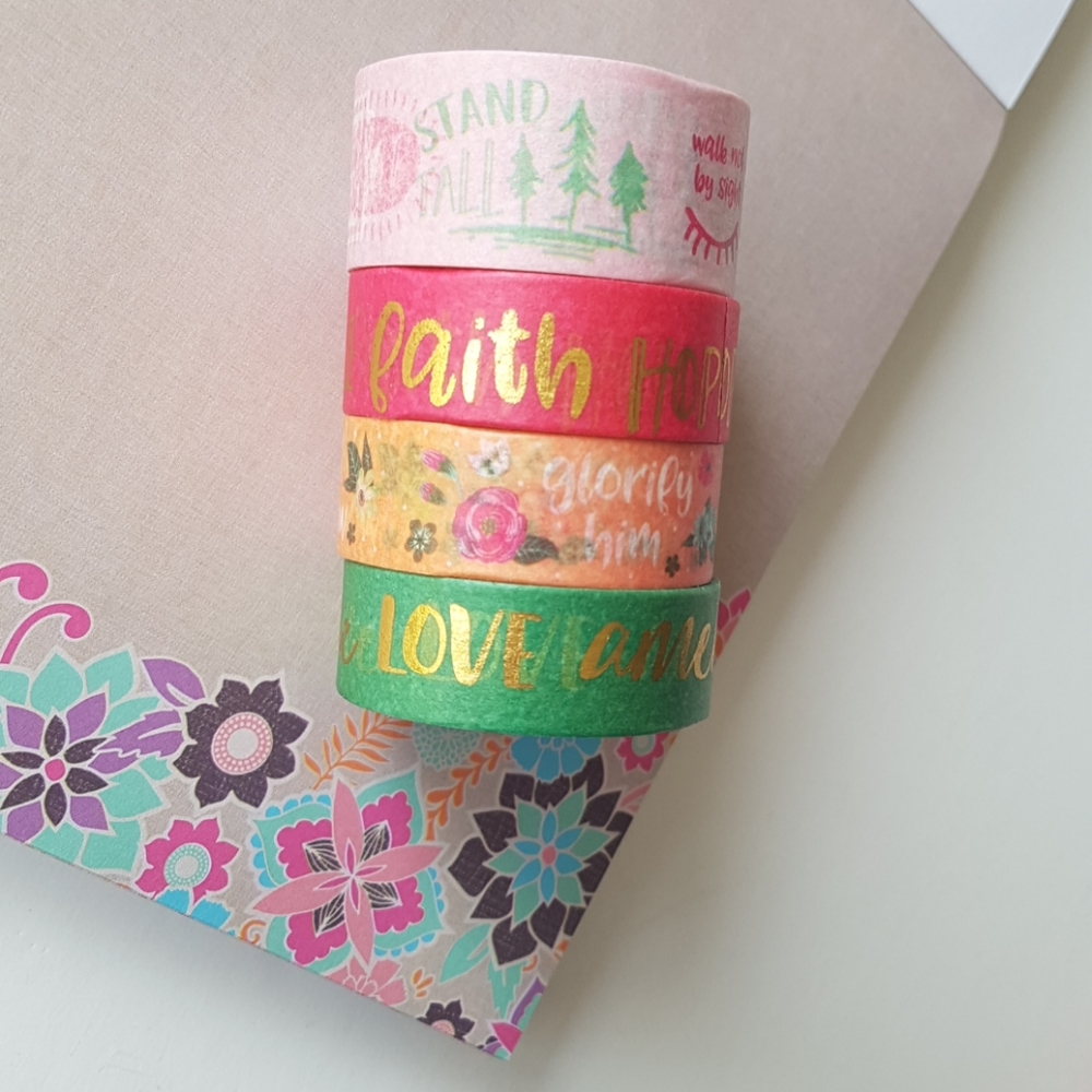 4 pcs Washi Tape Grace Love Peace & More Masking Tape Ruban adhésif